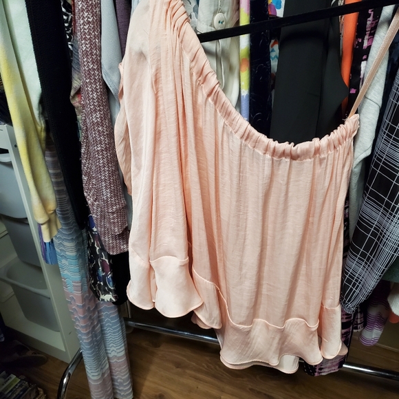 Free People one shoulder satiny ruffled blouse - Picture 8 of 8